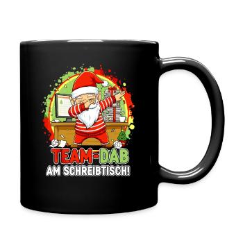 TEAM-DAB AM SCHREIBTISCH Büro Wichtel Office Xmas - Tasse einfarbig - Schwarz - Rechts