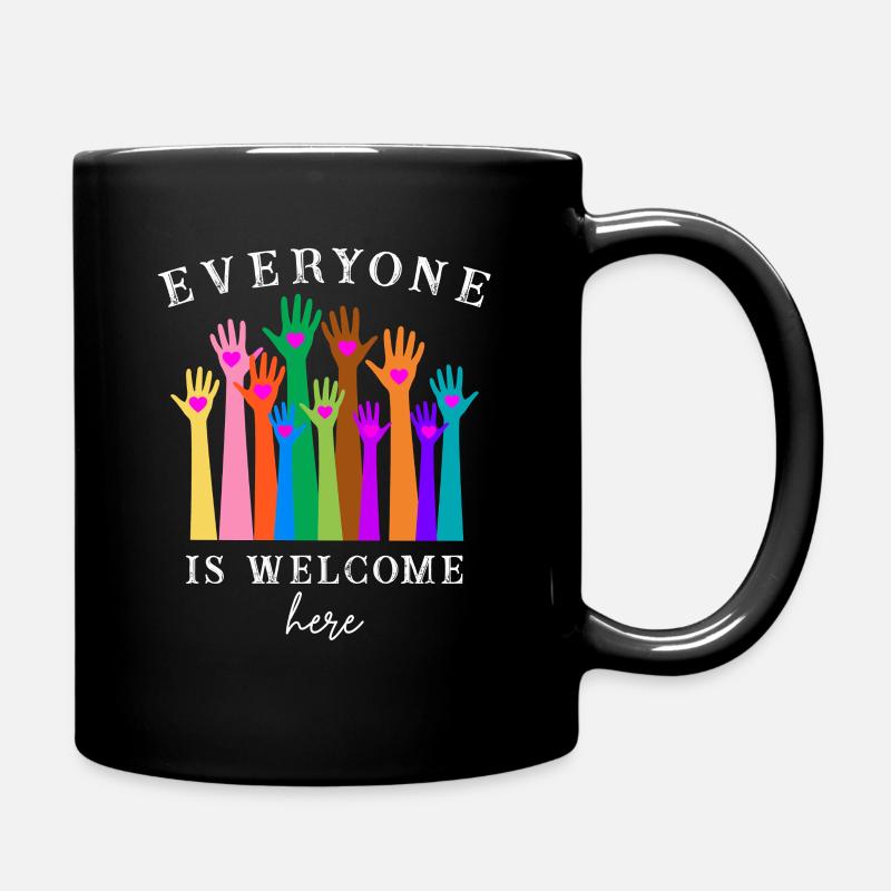 Hier sind alle willkommen - Tasse einfarbig - Schwarz