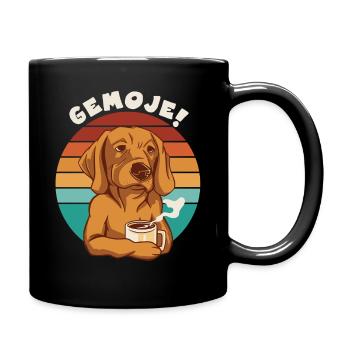 GEMOJE Hessischer Spruch Hund Kaffee Gassi - Tasse einfarbig - Schwarz - Rechts