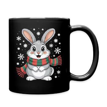Winter Bunny with Scarf - Full Colour Mug - black - Right