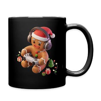 Spaßiges Lebkuchen-Weihnachtsspiel - Tasse einfarbig - Schwarz - Rechts