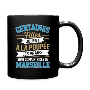 Humour Femme Supportrice Foot Marseille - Mug uni - noir - Droite