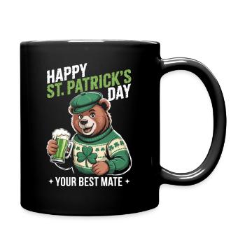 St Patrick's Bear with Green Coat - Full Colour Mug - black - Right