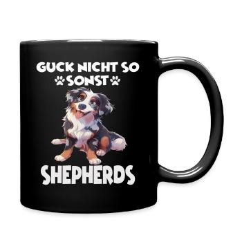 Berger australien propriétaire de chien en promenade australienne - Mug uni - noir - Droite