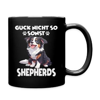 Berger australien propriétaire de chien en promenade australienne - Mug uni - noir - Droite