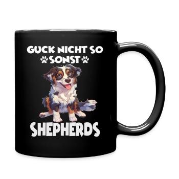 Hund Australian Shepherd T Hundebesitzer Geschenk - Tasse einfarbig - Schwarz - Rechts