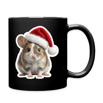 Une souris mignonne avec un grand chapeau de Noël - Mug uni - noir - Droite