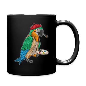 Parrot Painter Brush Painting - Full Colour Mug - black - Right