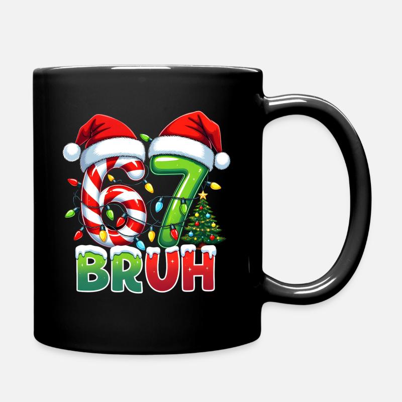 Bruh 67 candy canes Christmas design - Full Colour Mug - black