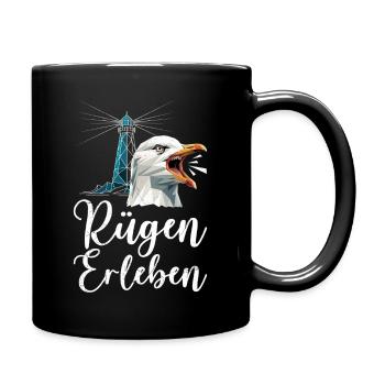 Rügen Urlaub RÜGEN ERLEBEN Ostsee Lustiges - Tasse einfarbig - Schwarz - Rechts