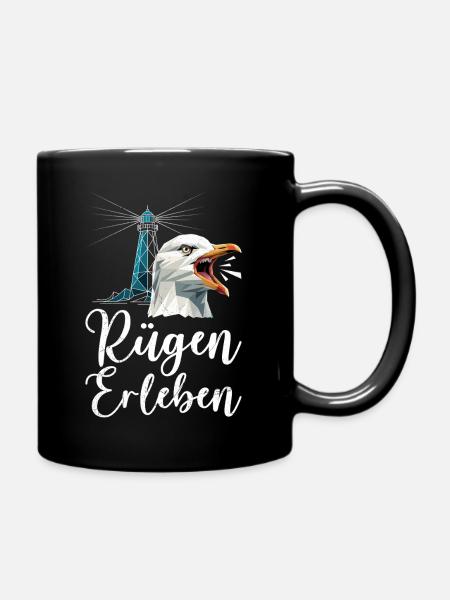 Rügen Urlaub RÜGEN ERLEBEN Ostsee Lustiges - Tasse einfarbig - Schwarz
