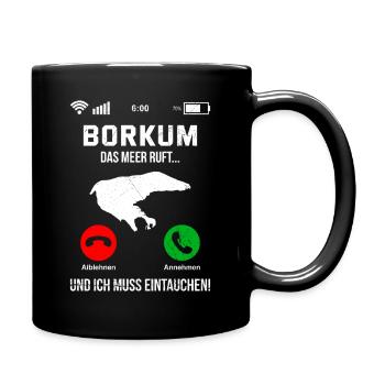 North Sea BORKUM THE SEA IS CALLING, I HAVE TO DIVE IN - Full Colour Mug - black - Right