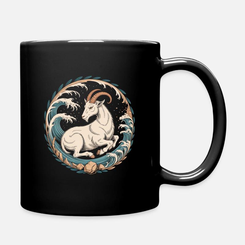 Steinbock Sternzeichen Meeresziege Wellen Magie - Tasse einfarbig - Schwarz