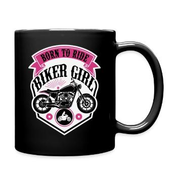 Biker Girl Motorcycle Shield - Full Colour Mug - black - Right