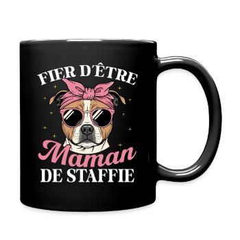 Proud to be the mother of the Staffie dog - Full Colour Mug - black - Right