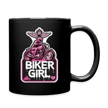 Biker Girl Crown Wings Biker Motorcycling Bike - Full Colour Mug - black - Right