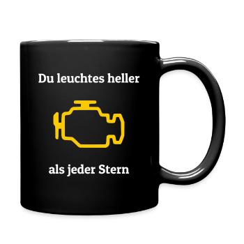 Auto Spruch lustig Motorlampe Kfz  - Tasse einfarbig - Schwarz - Rechts