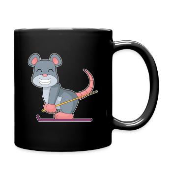Maus Skifahrer Ski Wintersport - Tasse einfarbig - Schwarz - Rechts