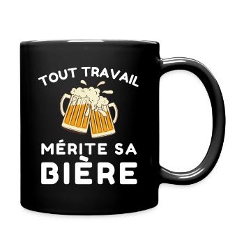 Jeder Job verdient sein Bier - Tasse einfarbig - Schwarz - Rechts