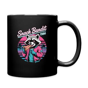 Snack Bandit 1986 Retro Raccoon Pizza - Full Colour Mug - black - Right