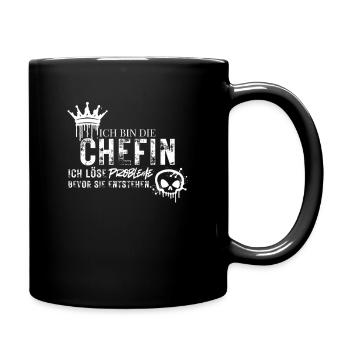 Ich Bin Die Chefin Probleme Lösen Büro Spruch - Tasse einfarbig - Schwarz - Rechts