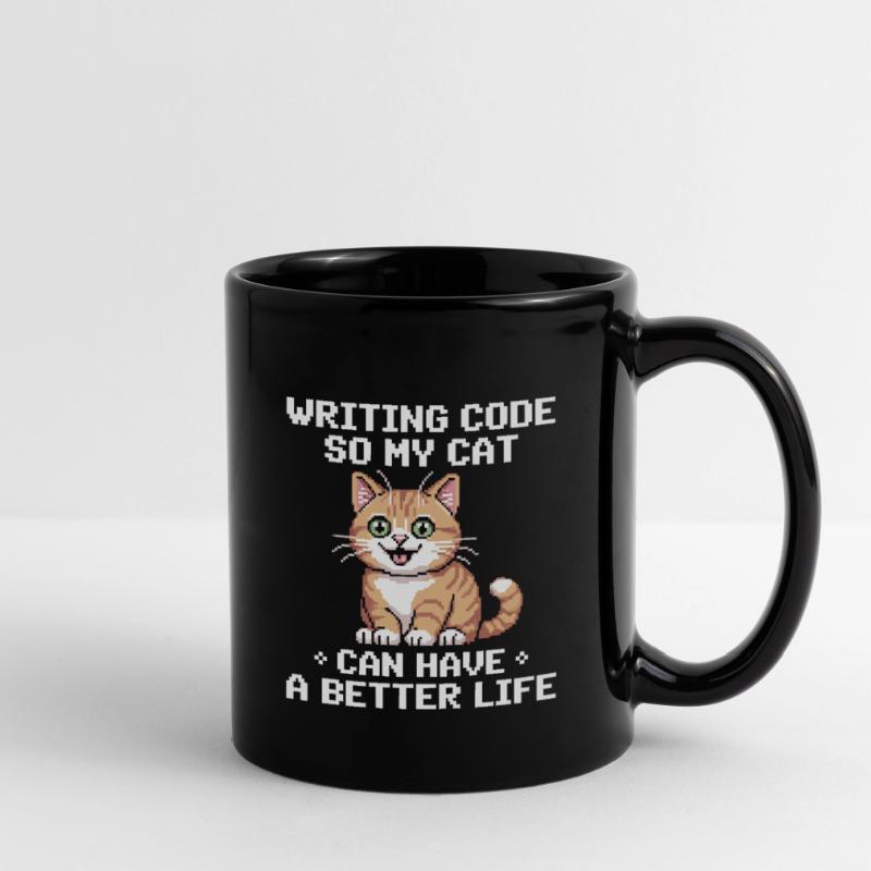 Programming Cat Funny Coding and Cat German Full Colour Mug