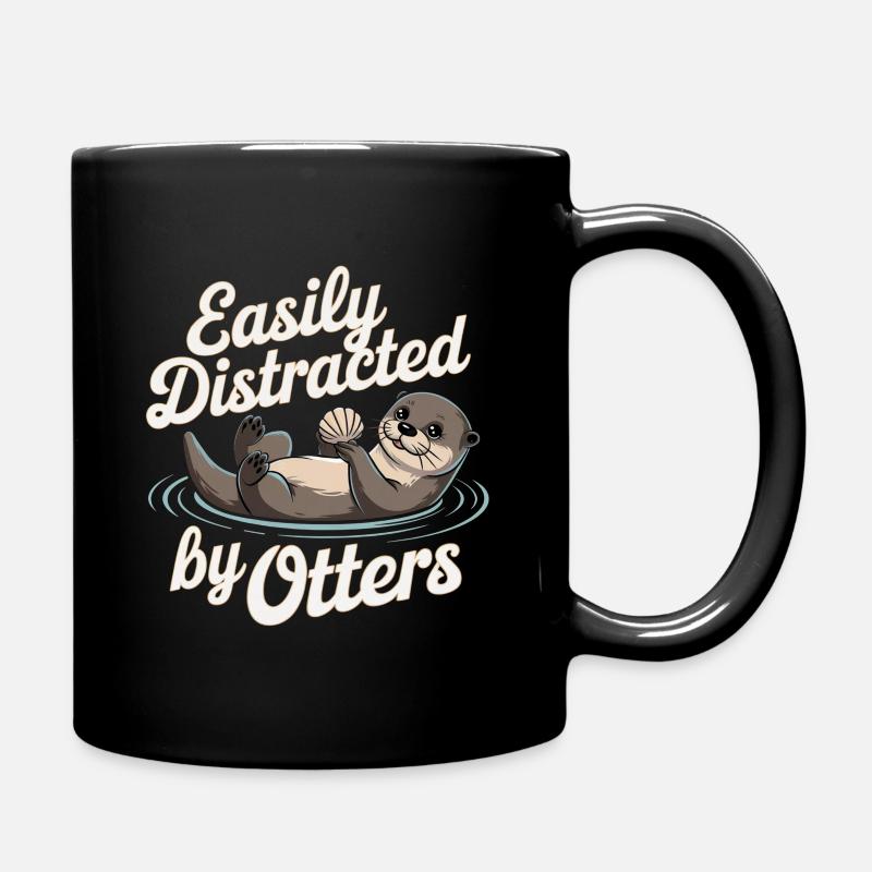 Easily Distracted by Otters - Tasse einfarbig - Schwarz