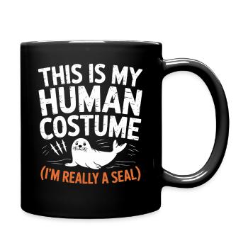 Seehund Kostüm Wortwitz - Tasse einfarbig - Schwarz - Rechts