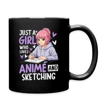 Juste une fille qui aime l’anime et le dessin - Mug uni - noir - Droite