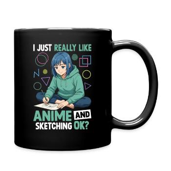J’aime vraiment l’anime et le croquis OK - Mug uni - noir - Droite