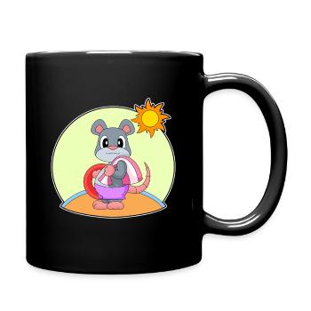 Maus Schwimmen Schwimmring Sommer - Tasse einfarbig - Schwarz - Rechts