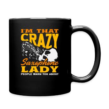 Crazy Saxophone Lady Women Saxophonist Jazz - Full Colour Mug - black - Right