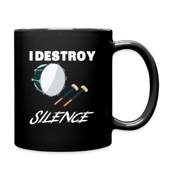 Lustiger Bass-Schlagzeuger I Destroy Silence Musikband - Tasse einfarbig - Schwarz - Rechts
