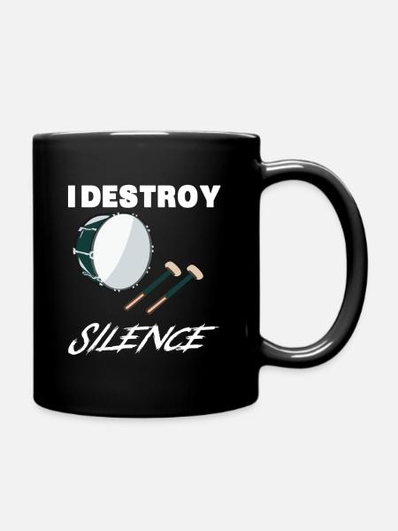Drôle de batteur basse, je détruis le groupe de musique silence - Mug uni - noir