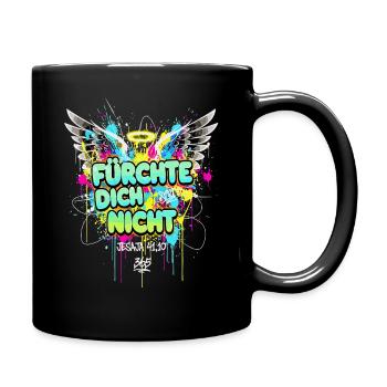 FÜRCHTE DICH NICHT Bibel Graffiti Engel Flügel - Tasse einfarbig - Schwarz - Rechts