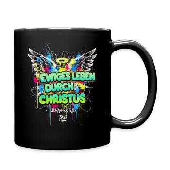 ETERNAL LIFE THROUGH CHRIST John 3:16 Graffiti - Full Colour Mug - black - Right
