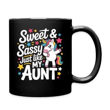 Douce comme ma tante – licorne - Mug uni - noir - Droite