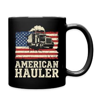 American Hauler Truck Driver US Trucker - Full Colour Mug - black - Right