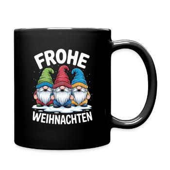 Frohe Weihnachten Gnomentrio - Tasse einfarbig - Schwarz - Rechts