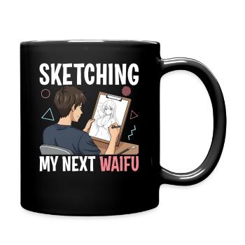 Sketching My Next Waifu - Full Colour Mug - black - Right