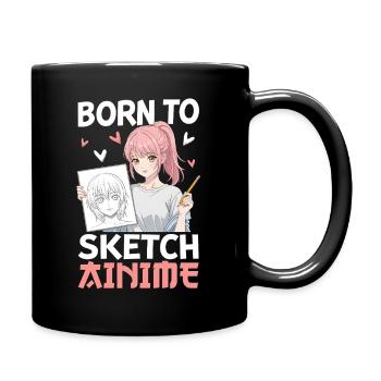 Born To Sketch Anime - Full Colour Mug - black - Right