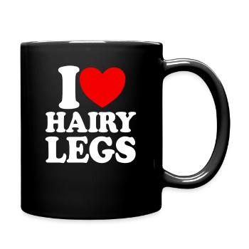 J’adore les jambes poilues (Cœur rouge) – Drôle - Mug uni - noir - Droite