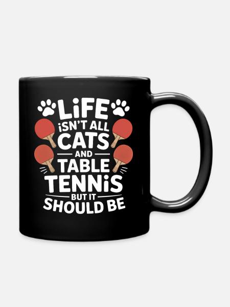 Tischtennis Spruch Katze Witz Tischtennis Geschenk - Tasse einfarbig - Schwarz