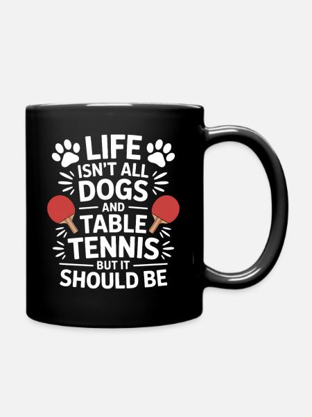 Cadeau de plaisanterie de tennis de table avec des mots de chien - Mug uni - noir