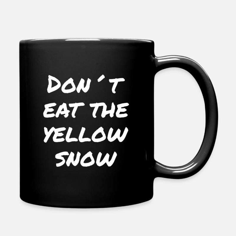 Yellow Snow Ski Warning - Full Colour Mug - black