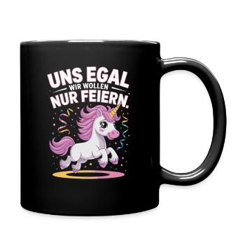  Uns Egal Wir Wollen Nur Feiern Einhorn Party - Tasse einfarbig - Schwarz - Rechts