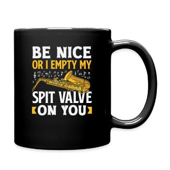 Be nice to me saxophone saxophonist - Full Colour Mug - black - Right