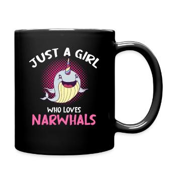 Just A Girl Who Loves Narwhals - Tasse einfarbig - Schwarz - Rechts