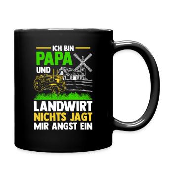 Ich Bin Papa Und Landwirt Nichts Jagt Mir Angst Ei - Tasse einfarbig - Schwarz - Rechts
