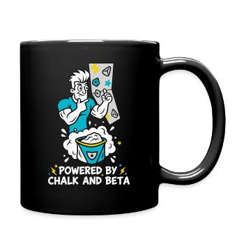 Powered By Chalk And Beta Climbing Fun - Full Colour Mug - black - Right